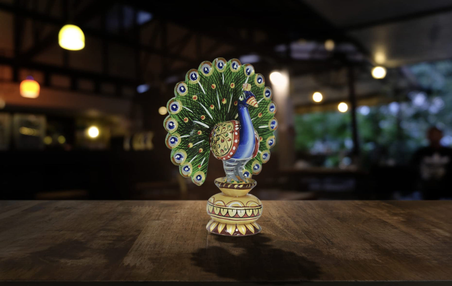 Tarini Gallery Wooden Dancing Peacock Traditional Indian Rajasthani Home Decor Decoration Table Décor Showpiece & Gifting (Size- 5")