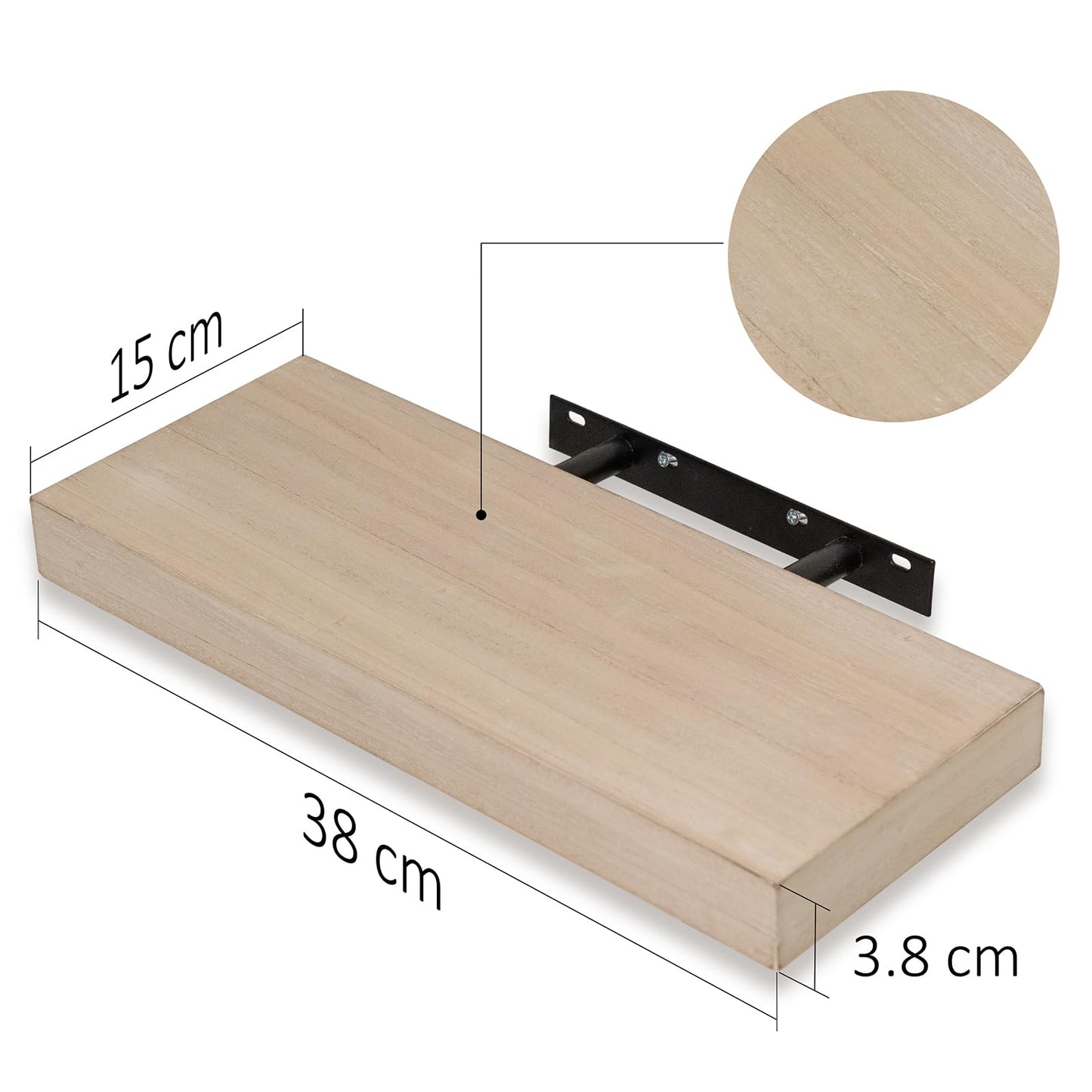 AHDECOR Floating Shelves, Wall Mounted Set of 3 Rustic Wooden Ledge Shelves Decorative for Bedroom, Office, Kitchen, Living Room - Sleek Design, Sturdy and Easy to Install