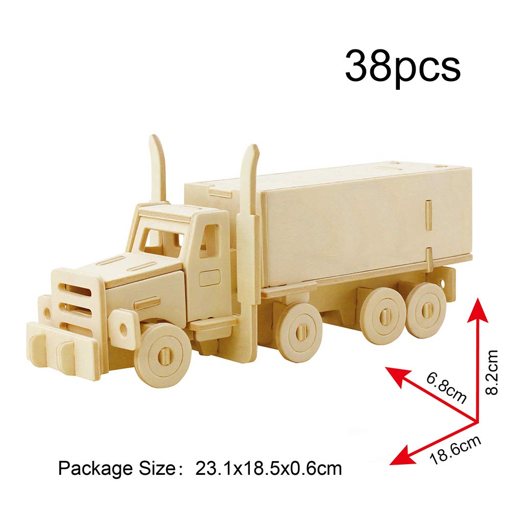 Georgie Porgy 3D Wooden Puzzles for Kids Toys Construction Woodcraft Kits DIY Model Puzzle Kits Birthday Gifts Pack of 6 (Airplane Bus Sports Car Pirate Ship Truck Motorcycle)