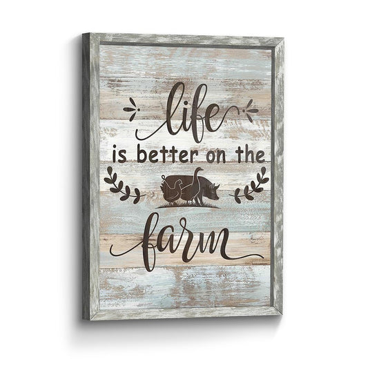 Inspirational Farm Life Wall Art: Framed Motivational Sayings Wooden Prints Positive Rustic Quotes Painting Picture Inspiring Sign Picture Decor for Farmhouse Living Room