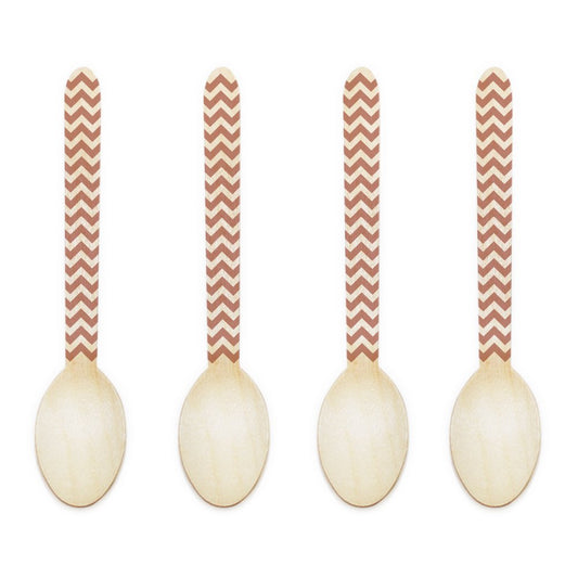 Dress My Cupcake 4.25-Inch Natural Wood Dessert Tablespoon, Tan Chevron, Case of 1000