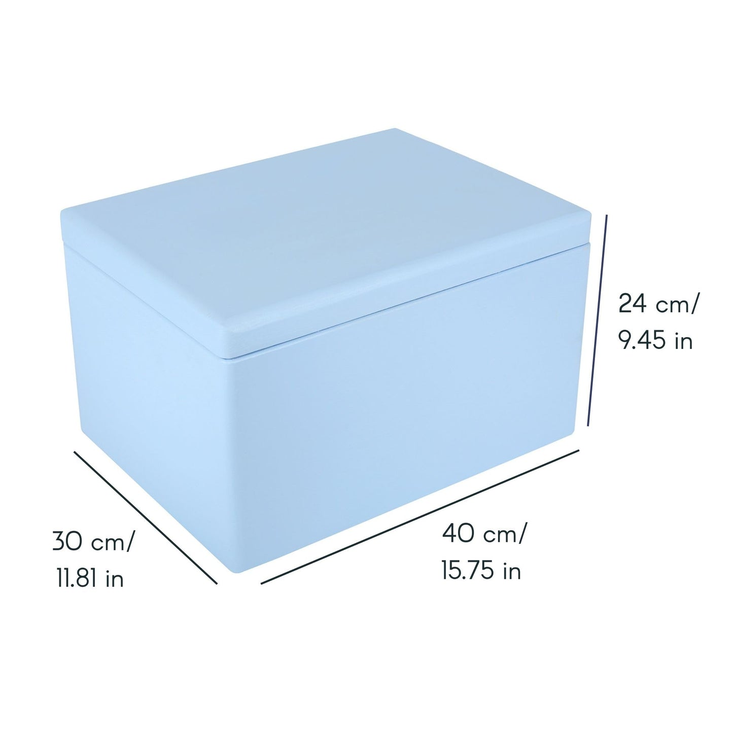 Creative Deco Large Blue Wooden Box Storage with Hinged Lid | 15.8x11.8x9.44in (+-0.5) | Keepsake Gift Box Storage Document | Wood Chest Trunk PRODUCT NOT INTENDED FOR 15 YEARS OR BELOW