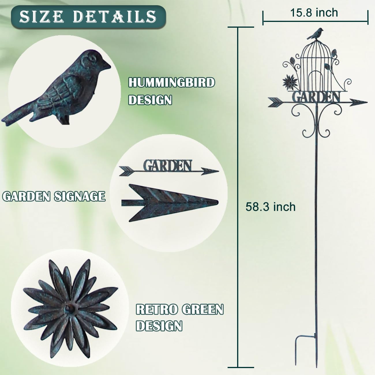 Decorative Garden Stakes，Metal Garden Sign for Outdoor Lawn Backyard Porch Pathway Decor