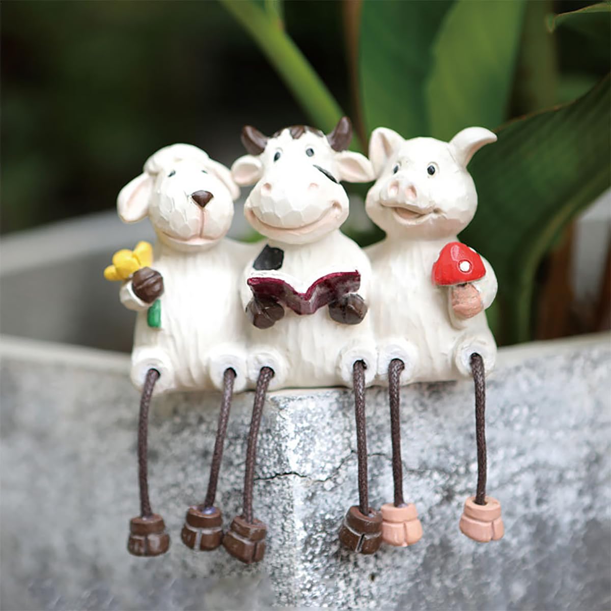 Semeid Cute Farm Animal Shelf Sitters with Dangling Legs