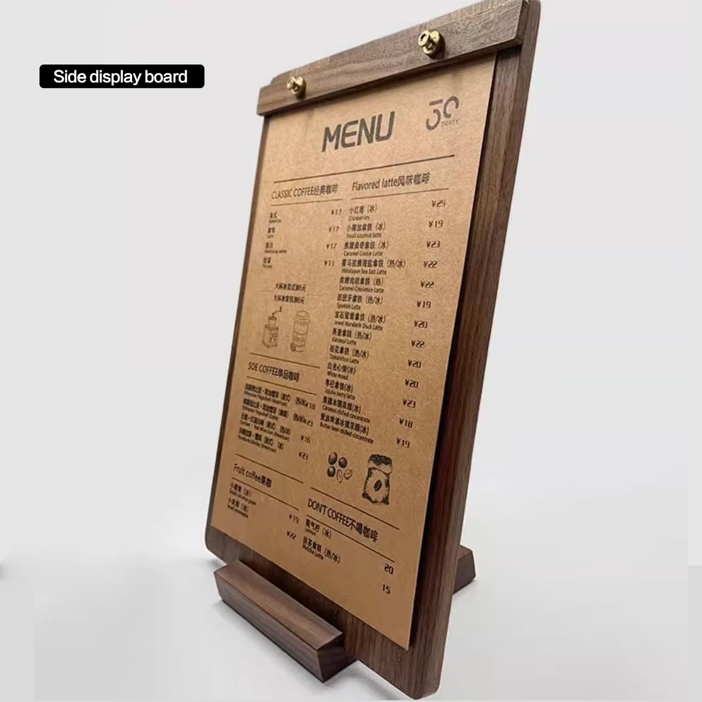 ASxylqt Walnut Wood Desktop Menu Sign Holder with Stand