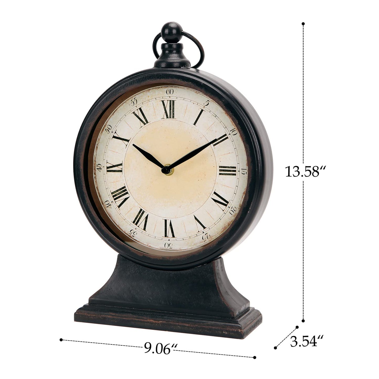 NIKKY HOME Vintage Black Mantel Clock, Silent Classic Large Table Clock