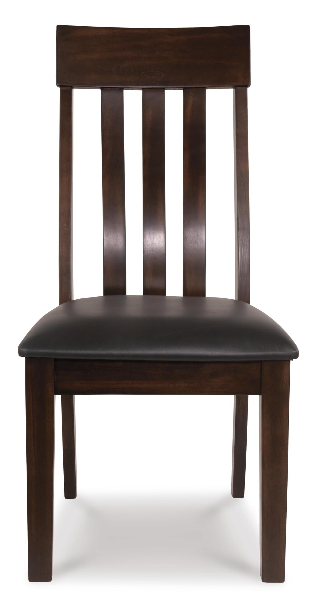 Signature Design by Ashley Haddigan Faux Leather Cushioned Rake Back Dining Chair, 2 Count, Dark Brown