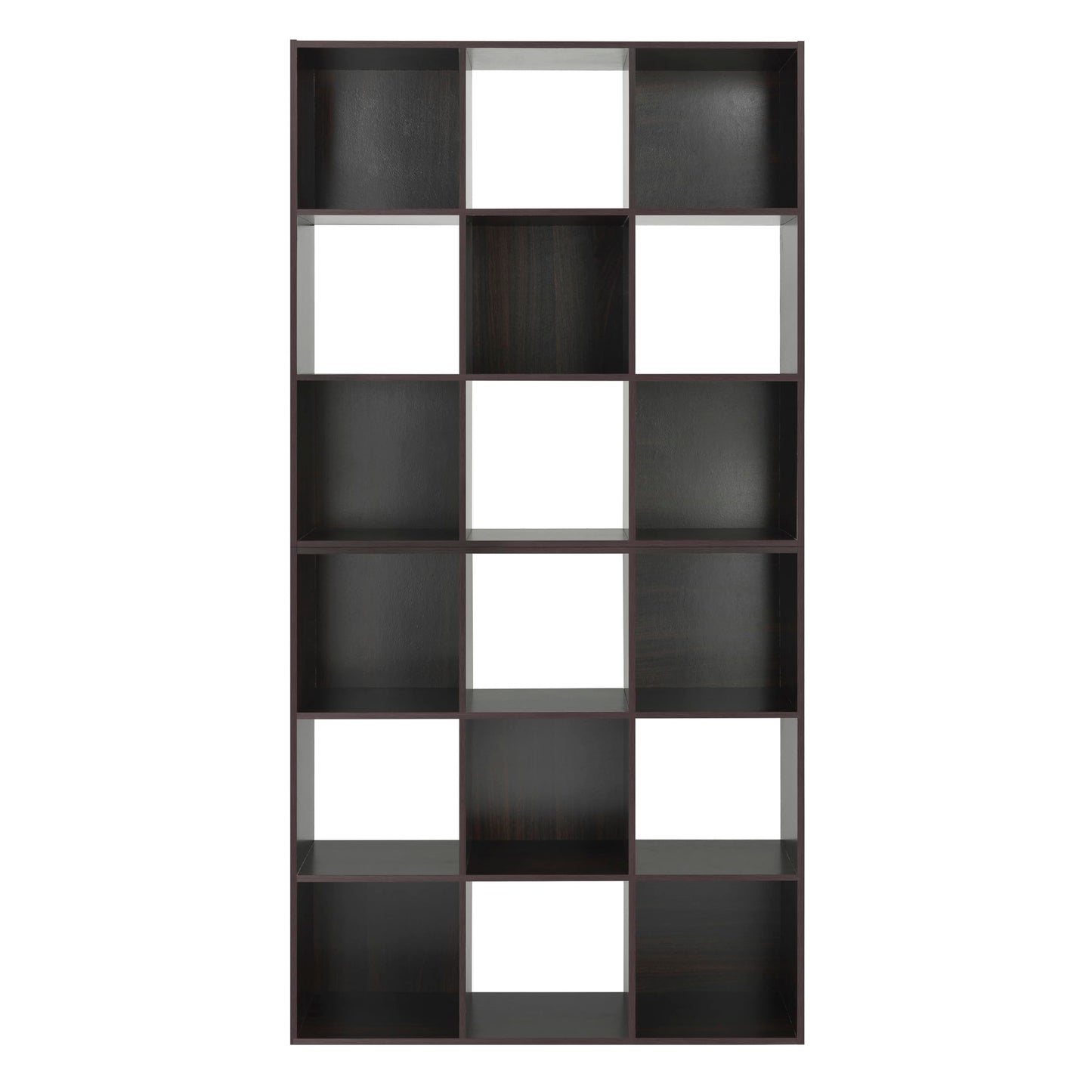 Whitmor 9 Cube Storage Organizer, 3 Tier Stackable MDF Wood Bookcase, Open Storage Display Bookshelf, Storage Cabinet for Living Room, Bedroom, Home, Office, 35.5" L x 11.7" W x 35.5" H, Espresso