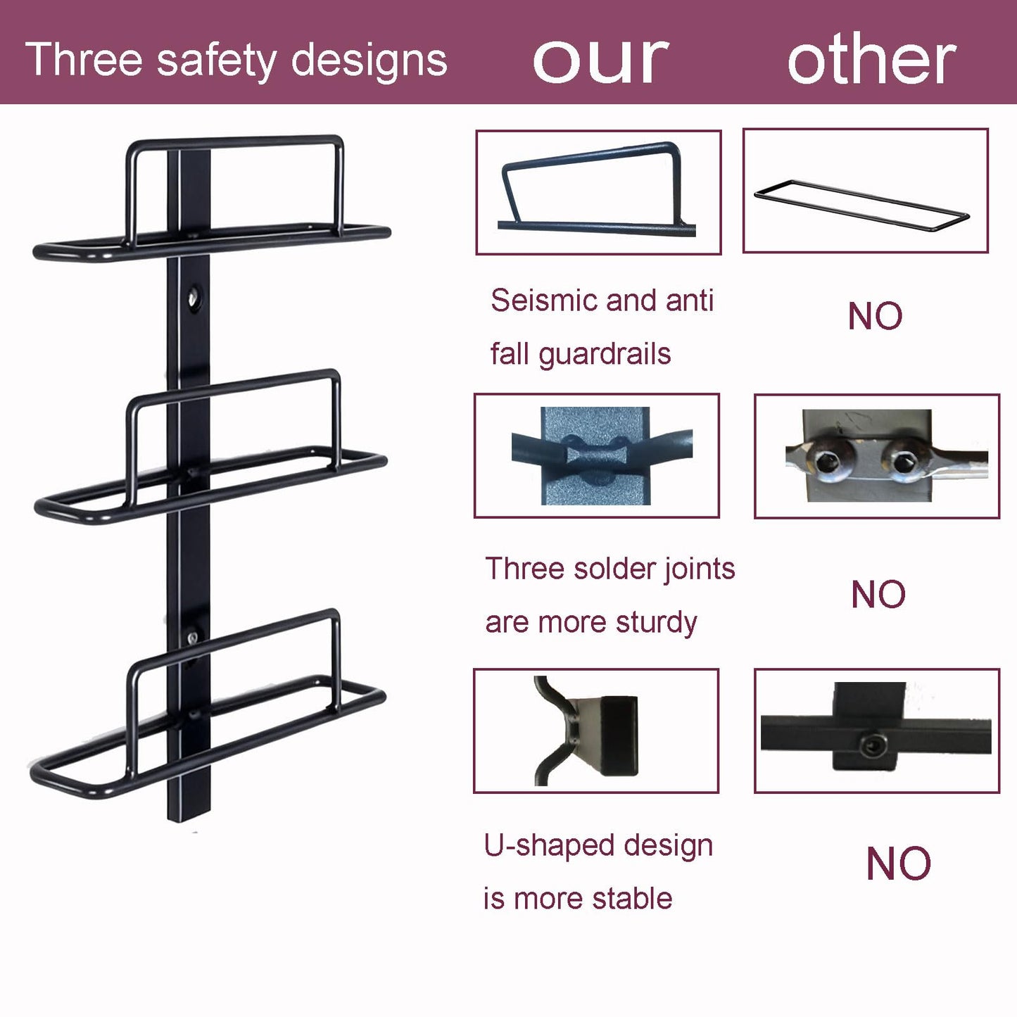 Msrorriw Wall Mount Wine Rack – 9 Bottles – Black Metal Wine Bottle Holder for Wall, Wine Rack Display for Home Bar, Kitchen