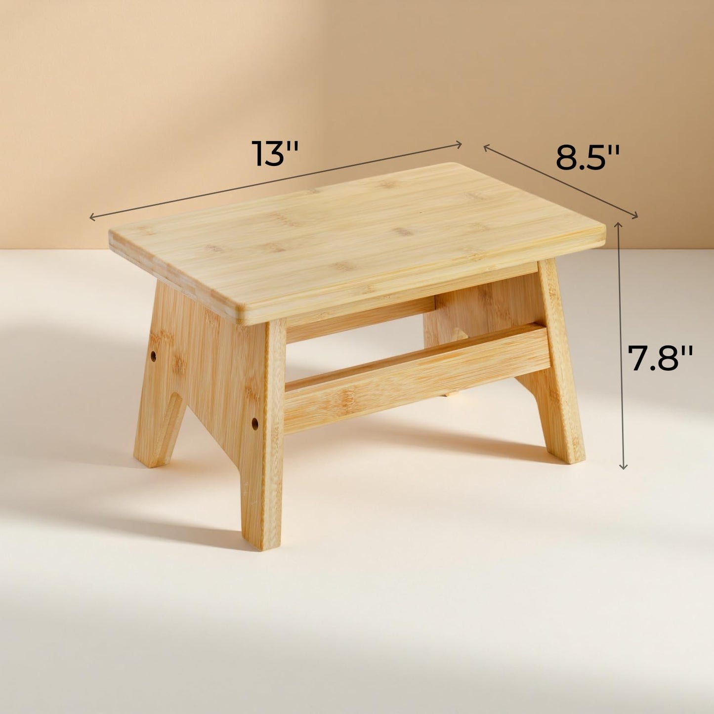 Lyellfe Bamboo Step Stool, Support up to 300lbs