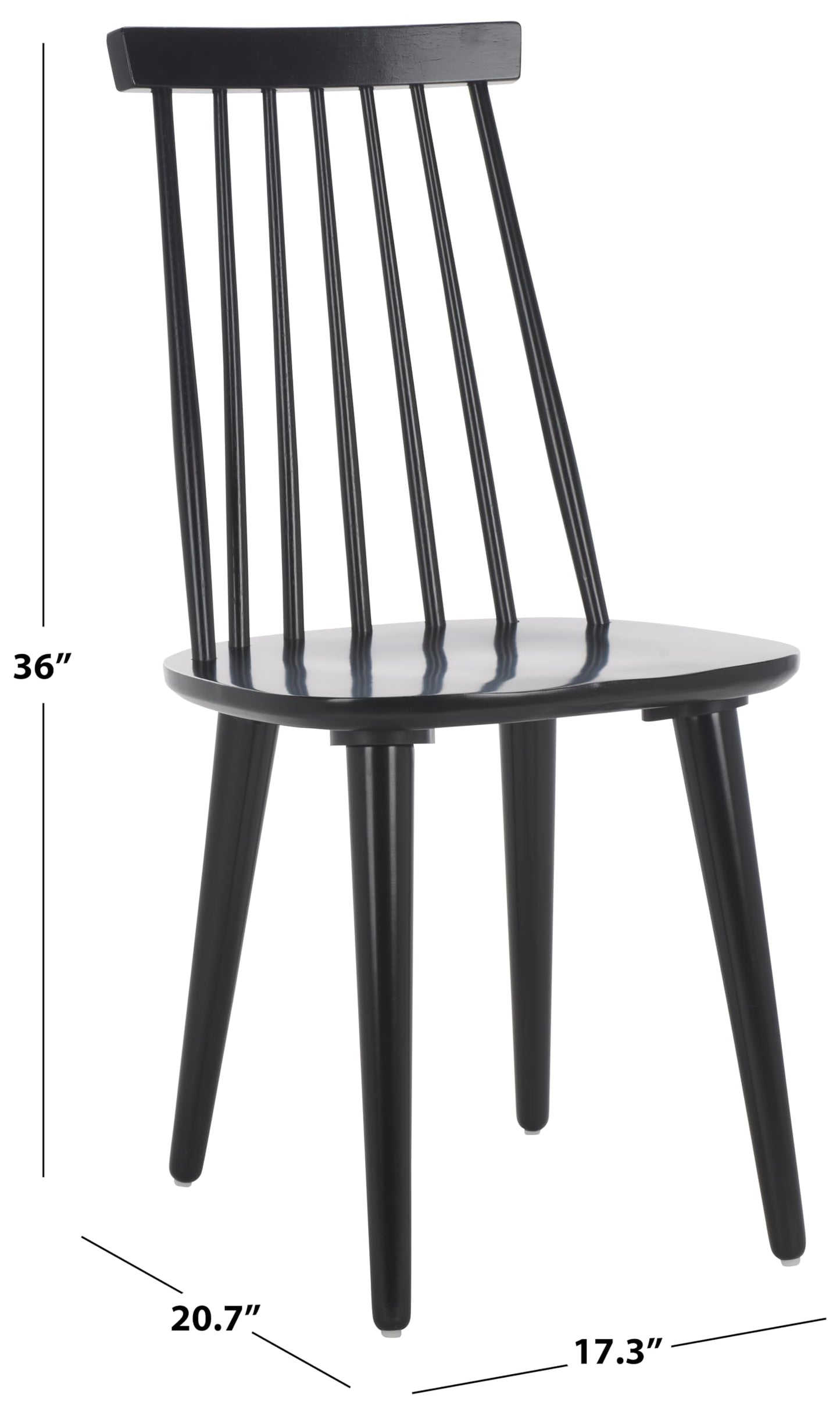 SAFAVIEH Furniture - Burris Side Chair Set of 2 - Black - Solid Wood - Modern Clean-Line Design - Ideal for Dining Room, Kitchen, Living Room, 17.7" Seat Height (AMH8511A-SET2)