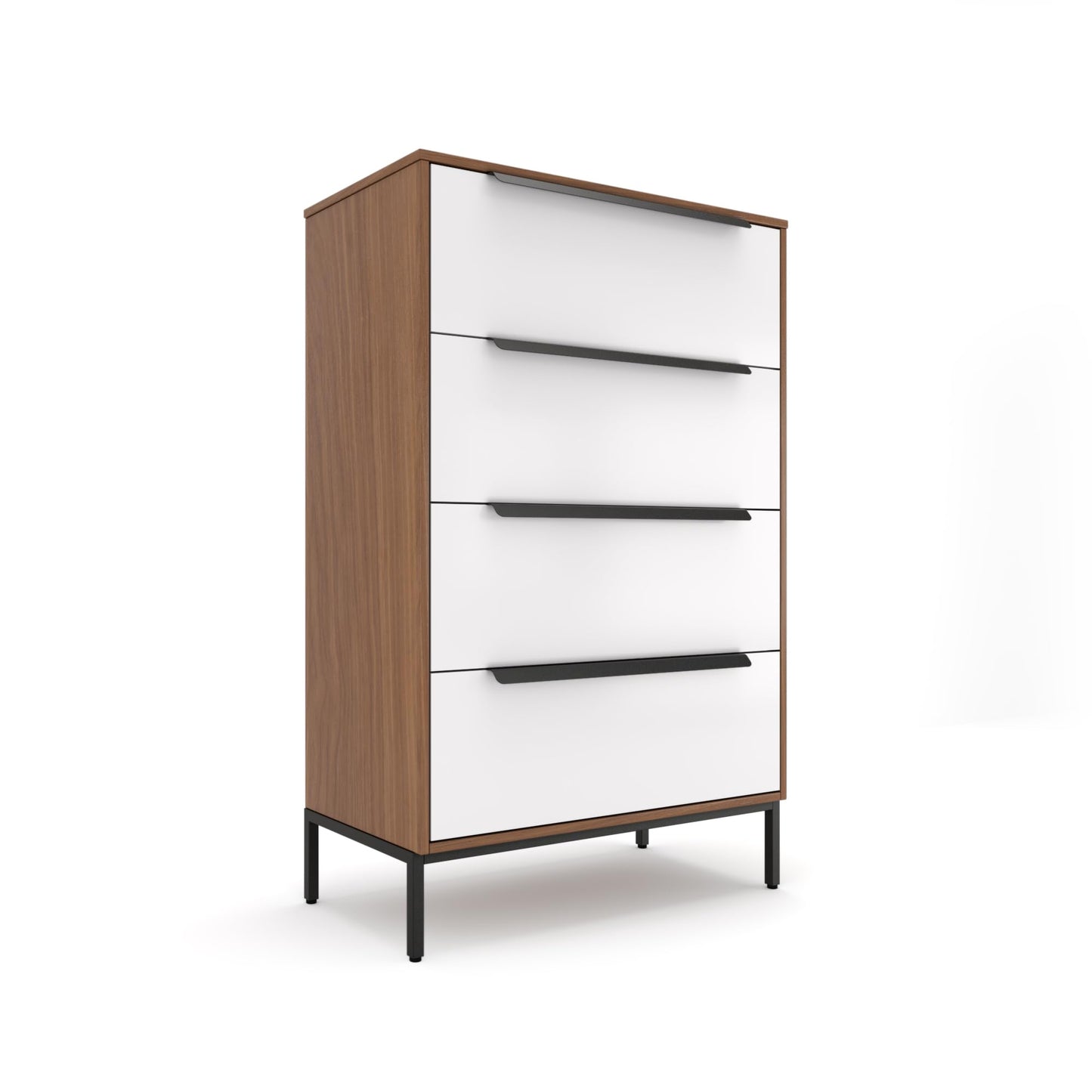 tinge Lira Premium 4 Drawer Fabric Dresser - Engineered Wood Frame Chest of Drawers for Bedroom - Strong & Sag-Proof Clothing Organizer with Sleek Metal Handles (Dark Brown)