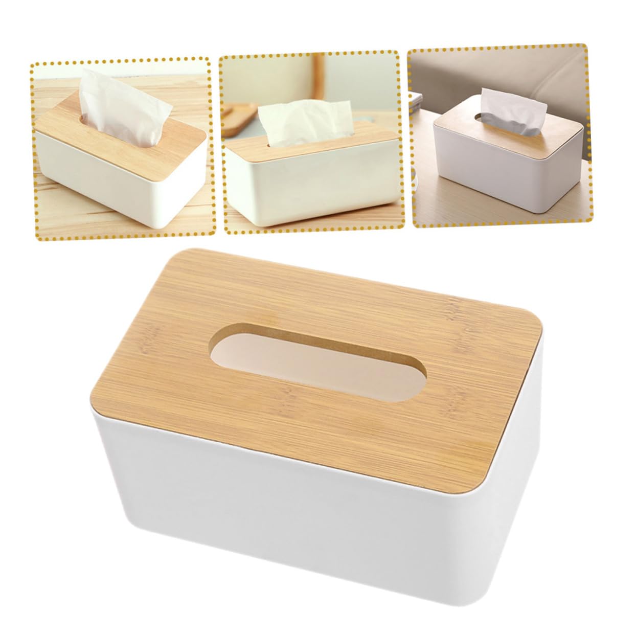 LABRIMP 2pcs Wooden Tissue Box Cover Holder Rectangular Bin Lid for Living Home Decorative Box