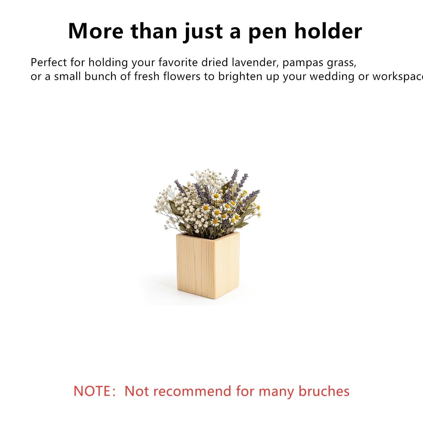 Yopay 12 Pack Wooden Pencil Holder, 4 Inch Square Desktop Wood Boxes for Crafts, DIY Unfinished Wooden Vase for Wedding Centerpieces Decor, Homemade DIY Supplies