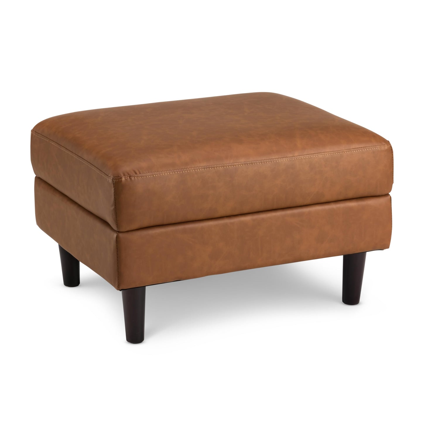 Bush Home Storage Ottoman with Tray, Living Room Furniture, Max Collection, Buffed Camel Vegan Leather