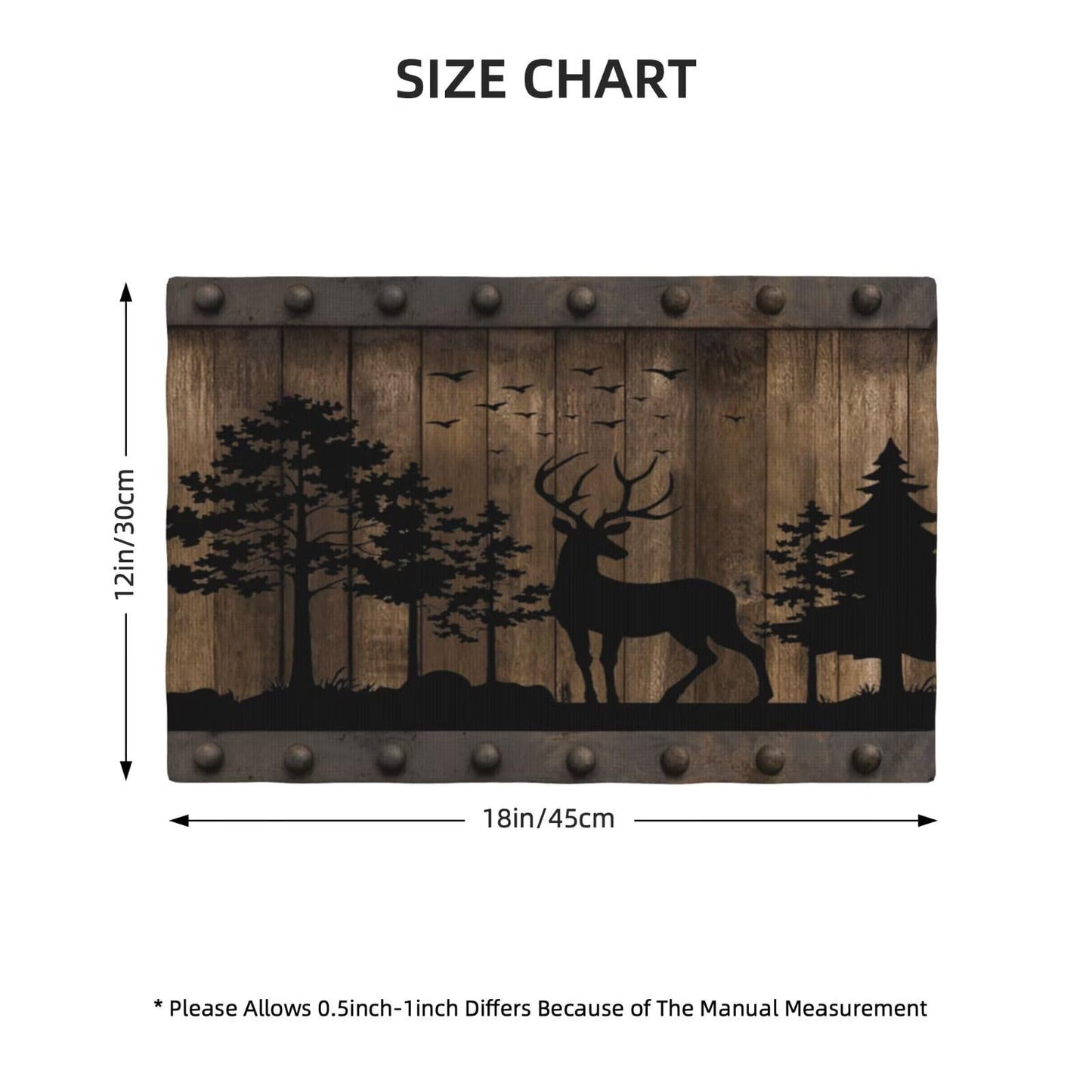 Farmhouse Cabin Table Placemats Set of 4 Rustic Forest Deer Wooden Western Country Indoor Outdoor Table Placemat for Home Desktop Kitchen Restaurant Decoration