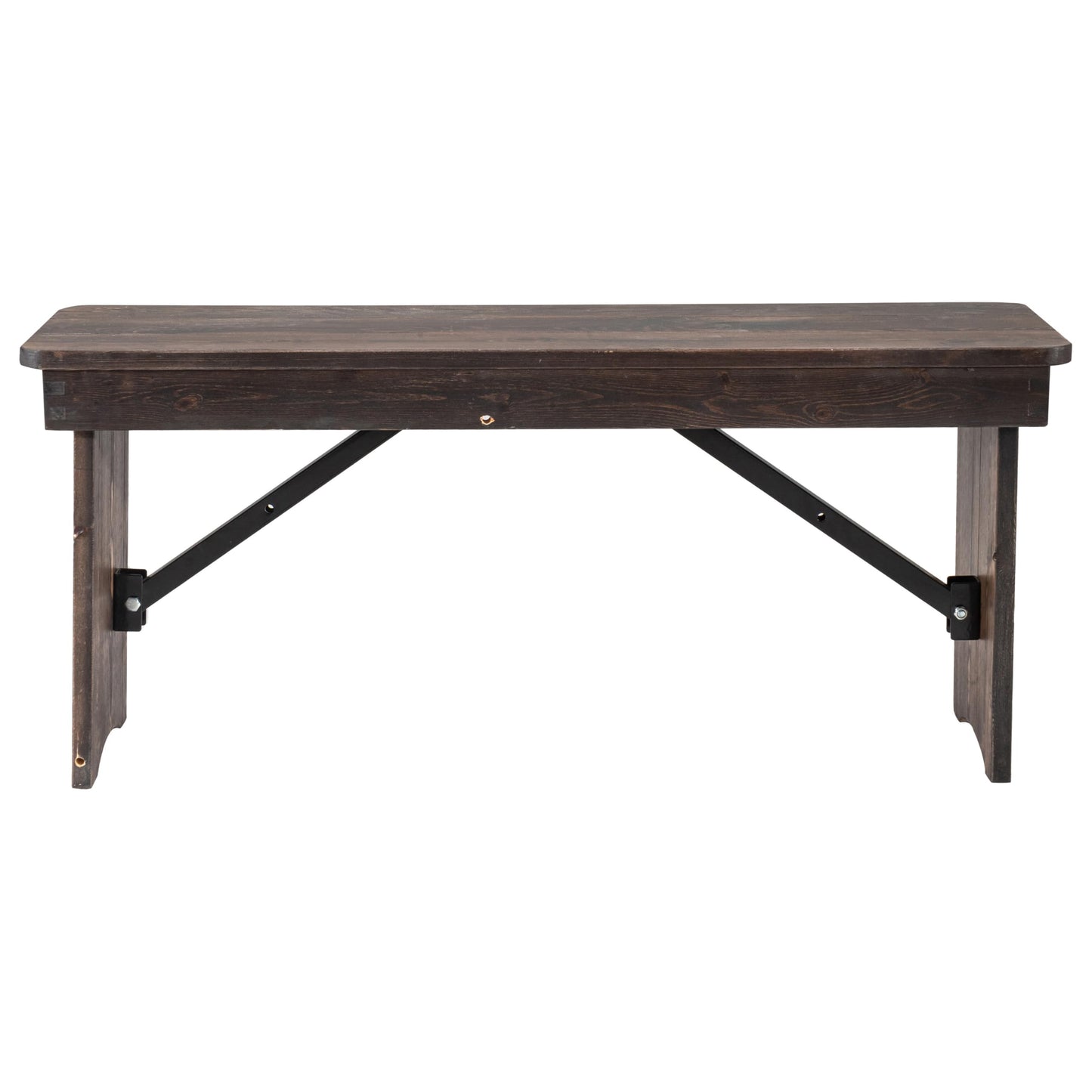 Flash Furniture HERCULES 40" x 12" Folding Farm Bench, Solid Pine Entryway Bench in Mahogany