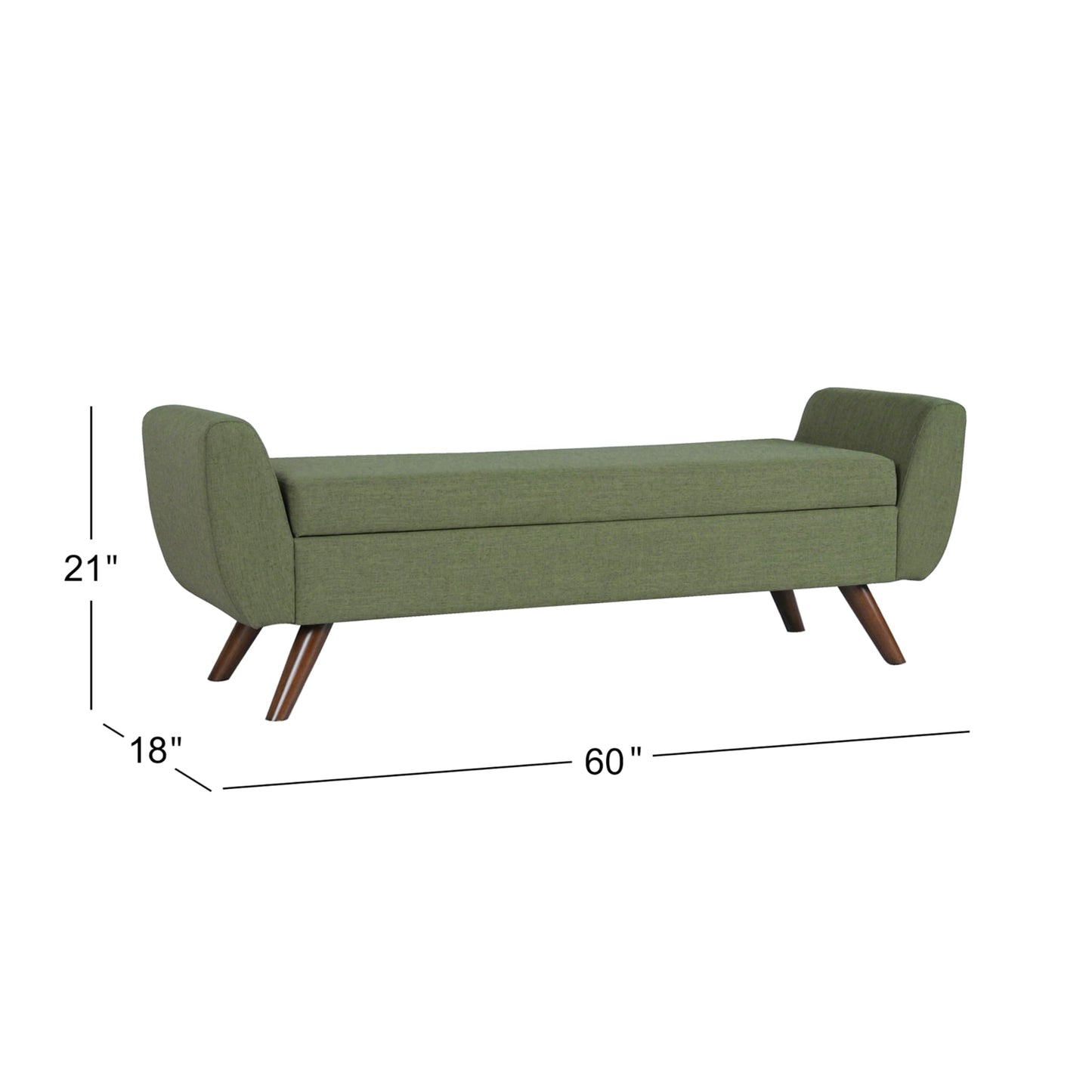 HomePop 60" Modern Storage Bench with Wood Legs - Olive Green Woven