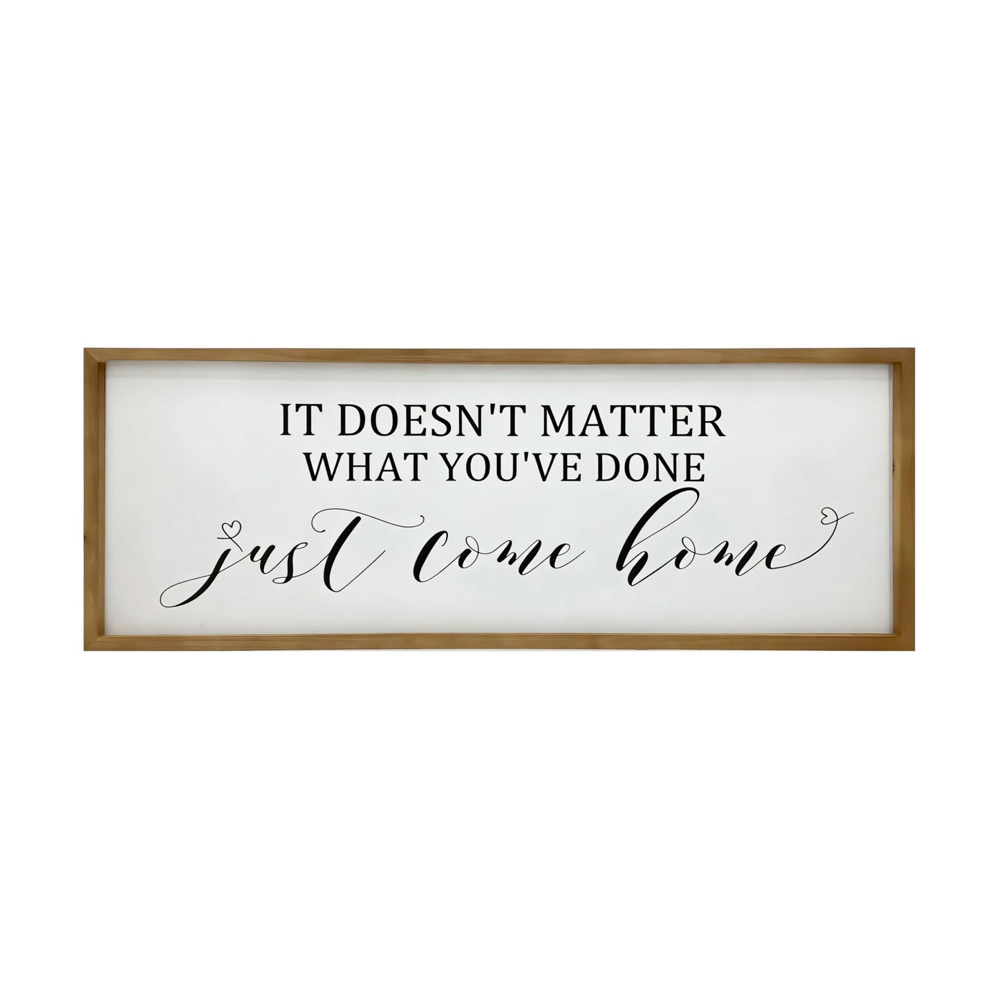 Sign Wall Decor Inspirational Quotes Wood Framed Kitchen Home Simple Hanging Wall Ar Decor Above Front Door Entryway, Family Love - 32'X12' (Just Come Home)