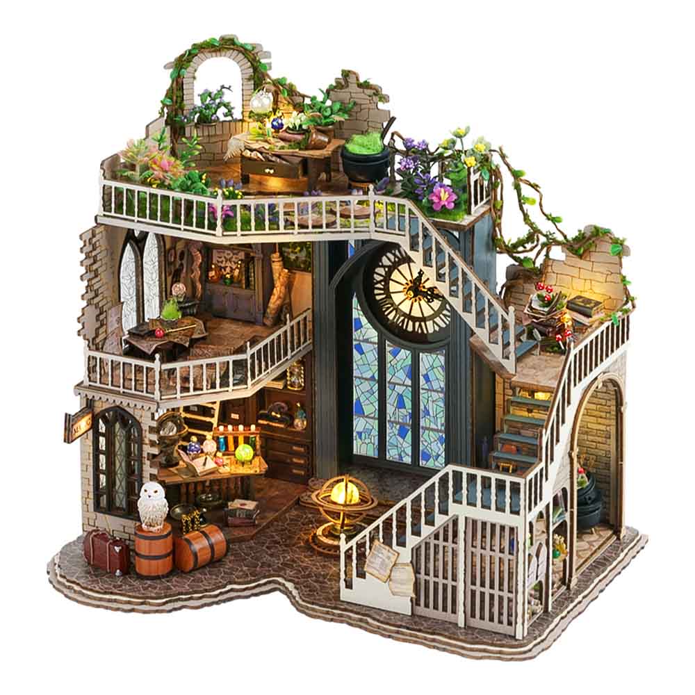 CUTEBEE DIY Dollhouse Miniature with Furniture, DIY Wooden Dollhouse Kit Plus Dust Proof and Music Movement, Creative Room for Valentine's Day Gift Idea(Cozy Time) (Magic House)