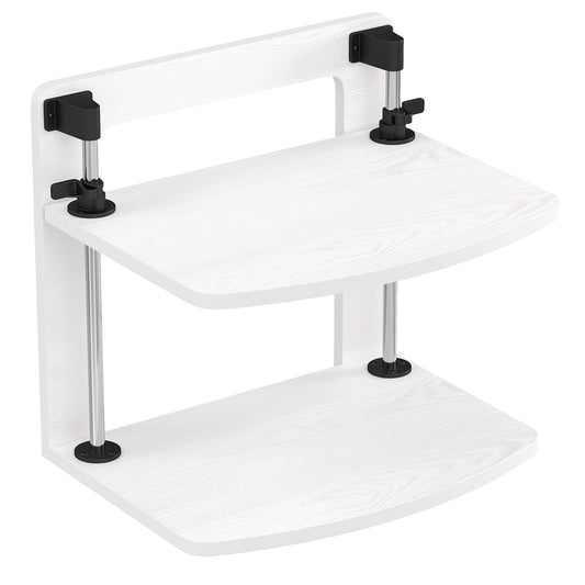 WikrOck 15.6 14 13.3 Inch Laptop Computer Monitor Stand Riser for Reduced Neck Strain, Adjustable Height Desk Shelf Organizer Monitor Riser Stand for PC Monitor Laptop - Withe - Wood Grain, MR01-L