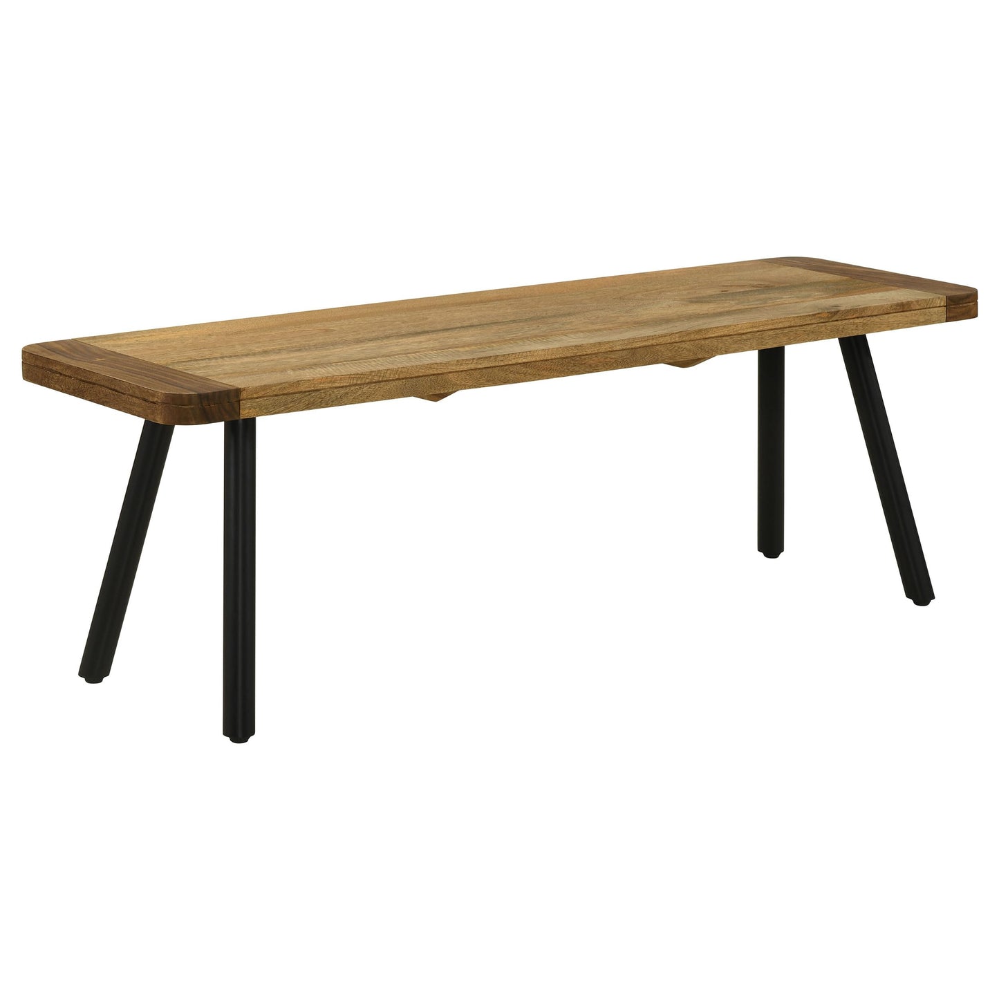 Coaster Home Furnishings - Maverick - 53-Inch Wood Dining Bench - Rustic Farmhouse Style with Mango & Sheesham Wood Top, Black Iron Legs - Dining Room, Kitchen - Natural Mango & Black - 123043
