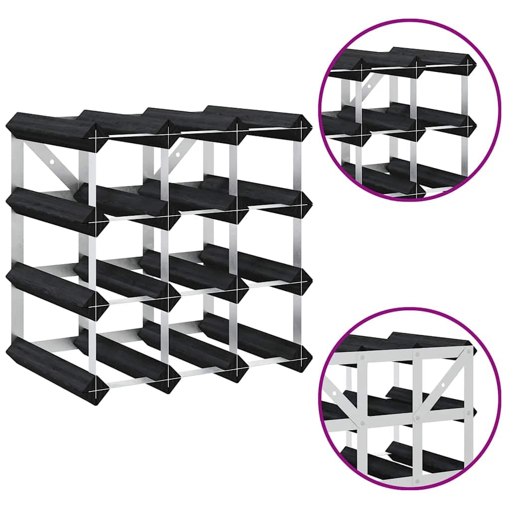 vidaXL Countertop Wine Rack, Wine Bottle Holder for 12 Bottles, Wine Storage, Wine Bottle Organizer for Living Room, Modern, Solid Pine Wood