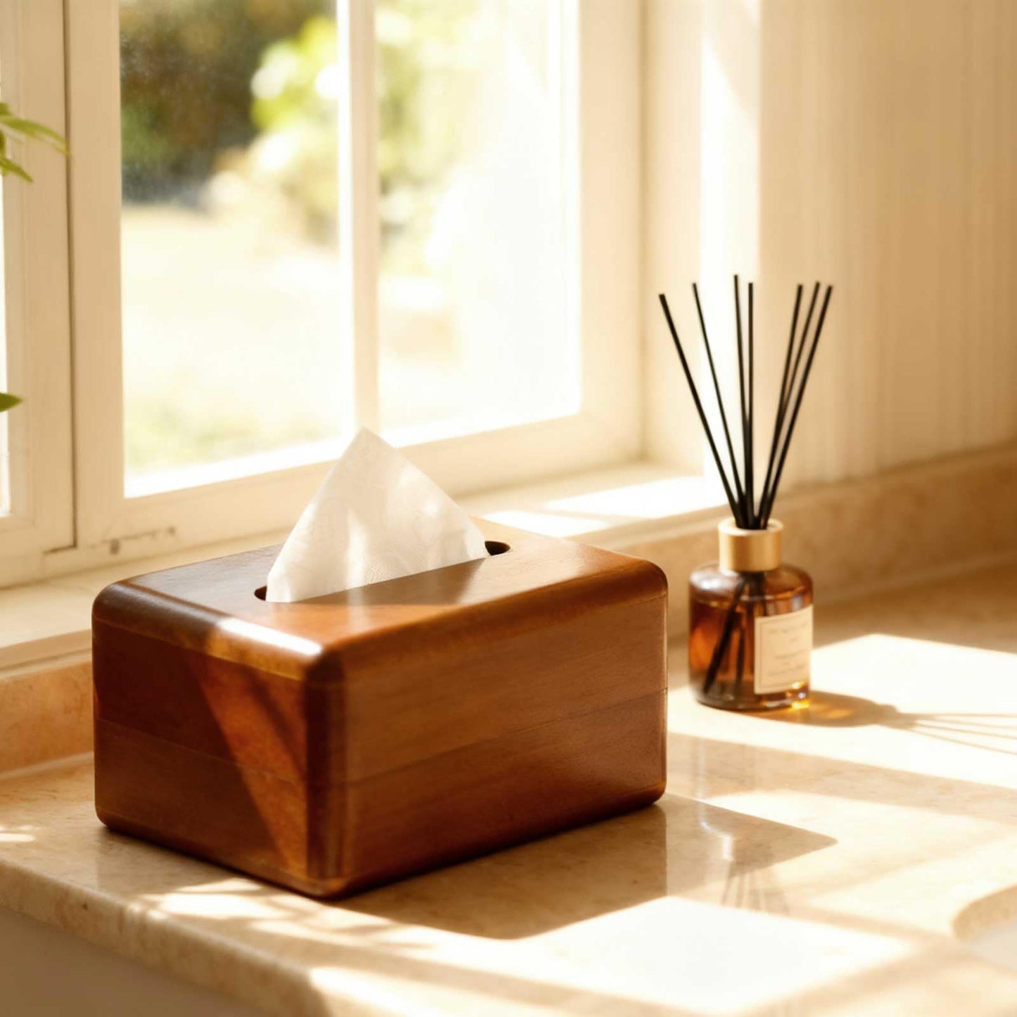 LZMS Wood Magnetic Tissues Box, Solid Decorative Napkin Holder with 4-Point Magnetic Closure for Bedrooms,Dining Rooms,Carriages,Hotels,Offices,etc,7.3 x 5.1 x 3.5 in