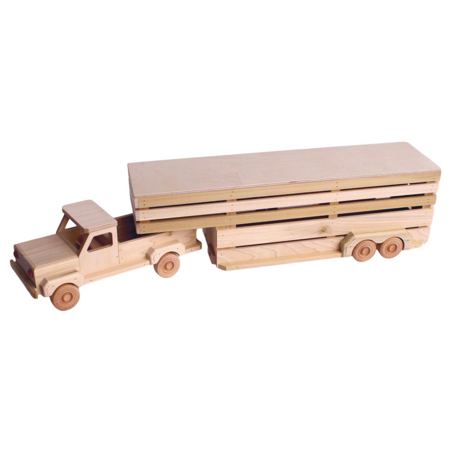 AmishToyBox.com Wooden Toy Pickup Truck & Gooseneck Horse Trailer Set