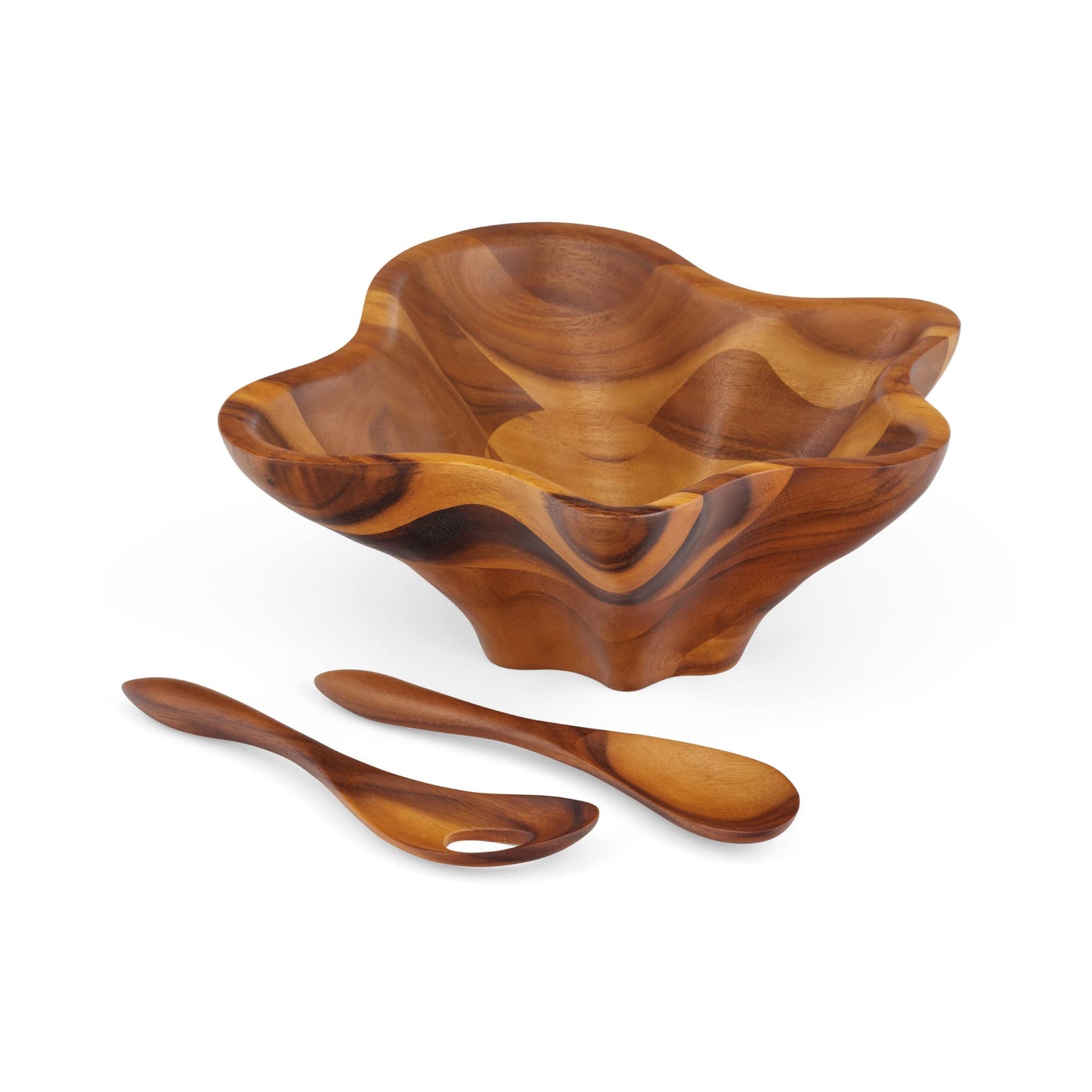 Nambe Oceana Coral Salad Bowl with Servers