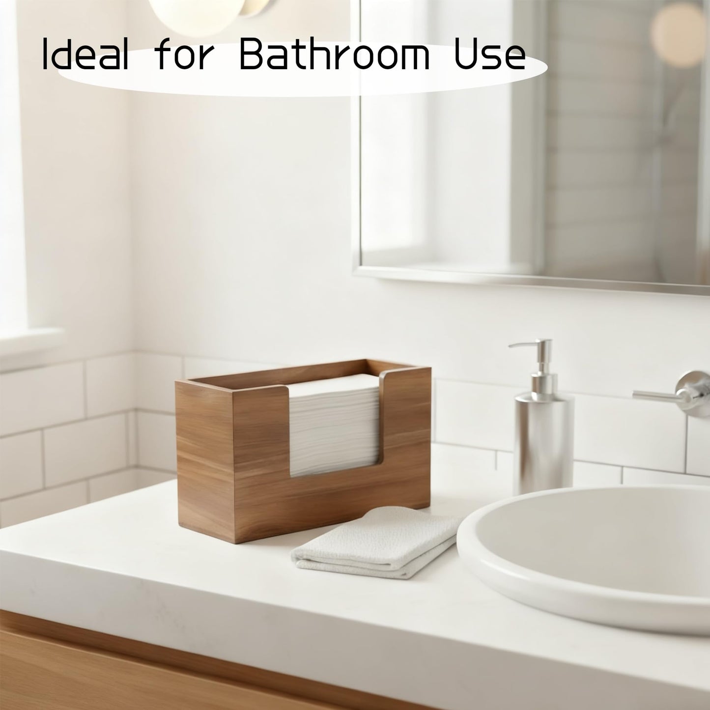 Acacia Wood Paper Towel Dispenser, Wooden Napkin Holder, Paper Towel Holder for Bathroom, Kithchen, and Office, Multifold C-Fold, Z-Fold, Trifold Paper Hand Towel Dispenser