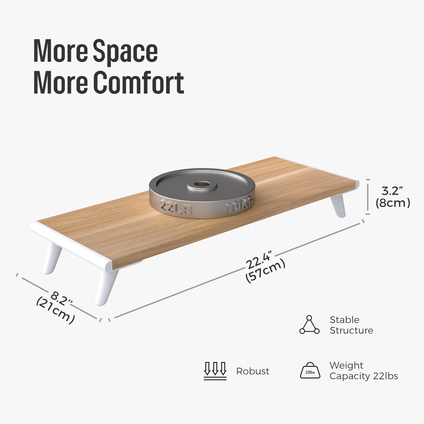 loukin 22.4" x 8.3" Monitor Stand Riser for Desk Natural Wood | 32"x14" Erasable Dry Erase Desk Mat