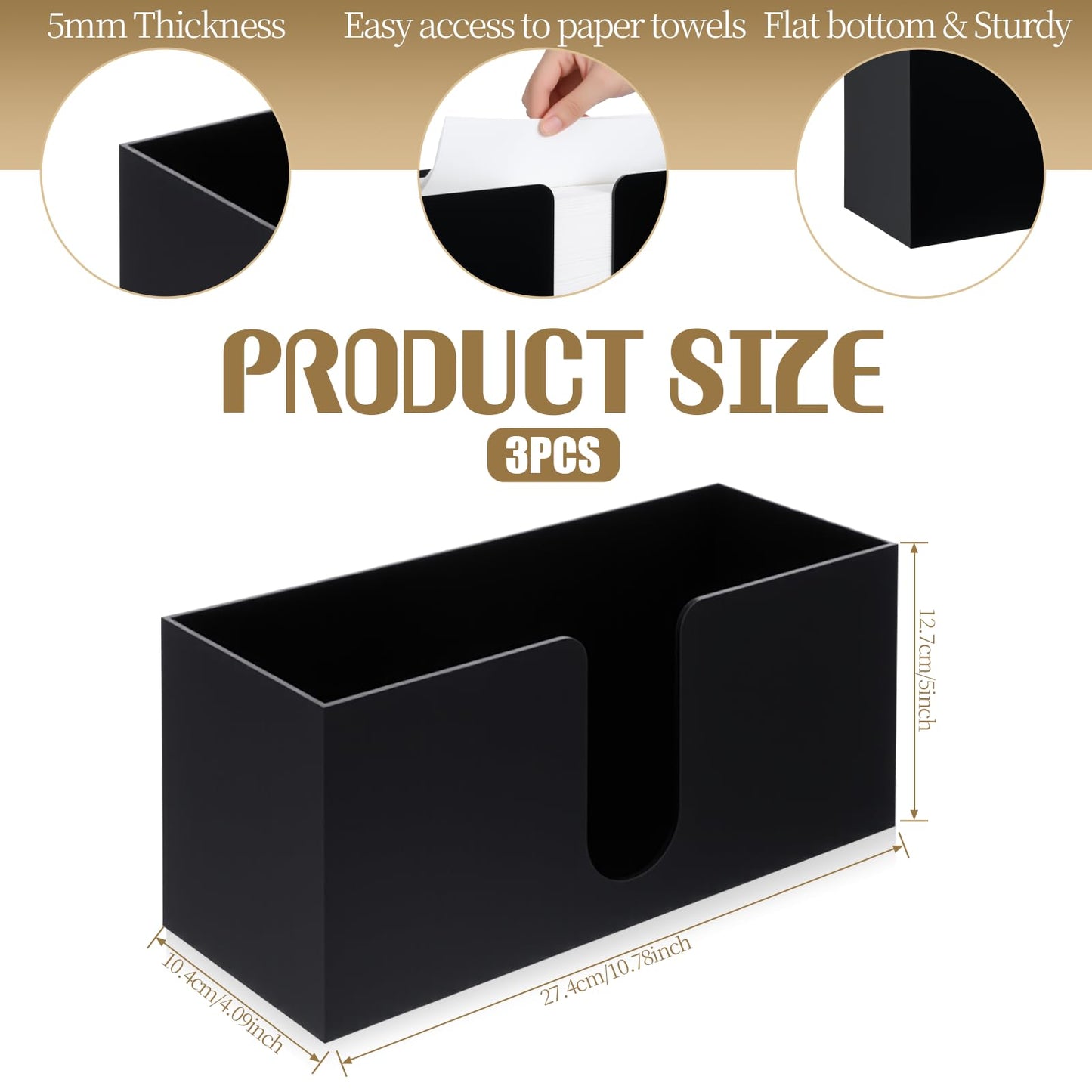 IMengjbang 2 Pack Paper Towel Holder Countertop, Black Napkin Holder for Kitchen Countertop Multifold Z-fold C-fold Trifold Paper Hand Towel Dispenser for Bathroom Toilet
