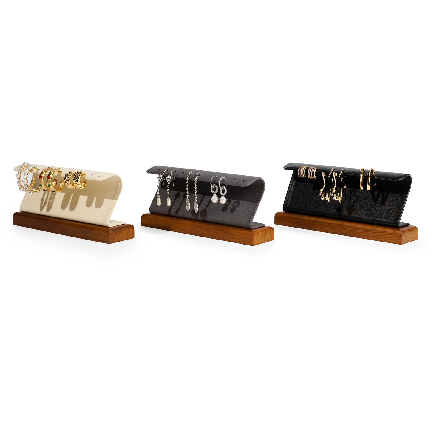 Woodten Solid Wood Jewelry Earrings Display Stand Small Jewelry Display for Long Earrings(Black)