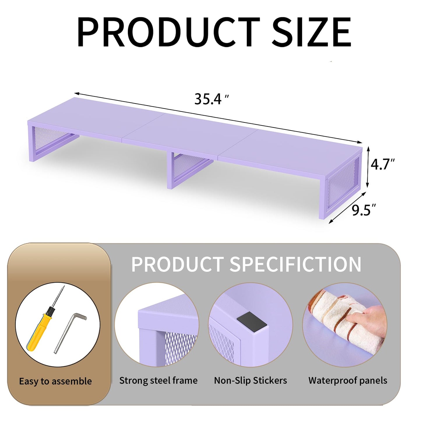 Gugsey Dual Computer Monitor Stand Riser, Desk Organizers and Accessories, Printer & TV Stand, Desk Shelf, Office Desk Accessories & Desktop Workspace Organizer for Office Supplies, Purple