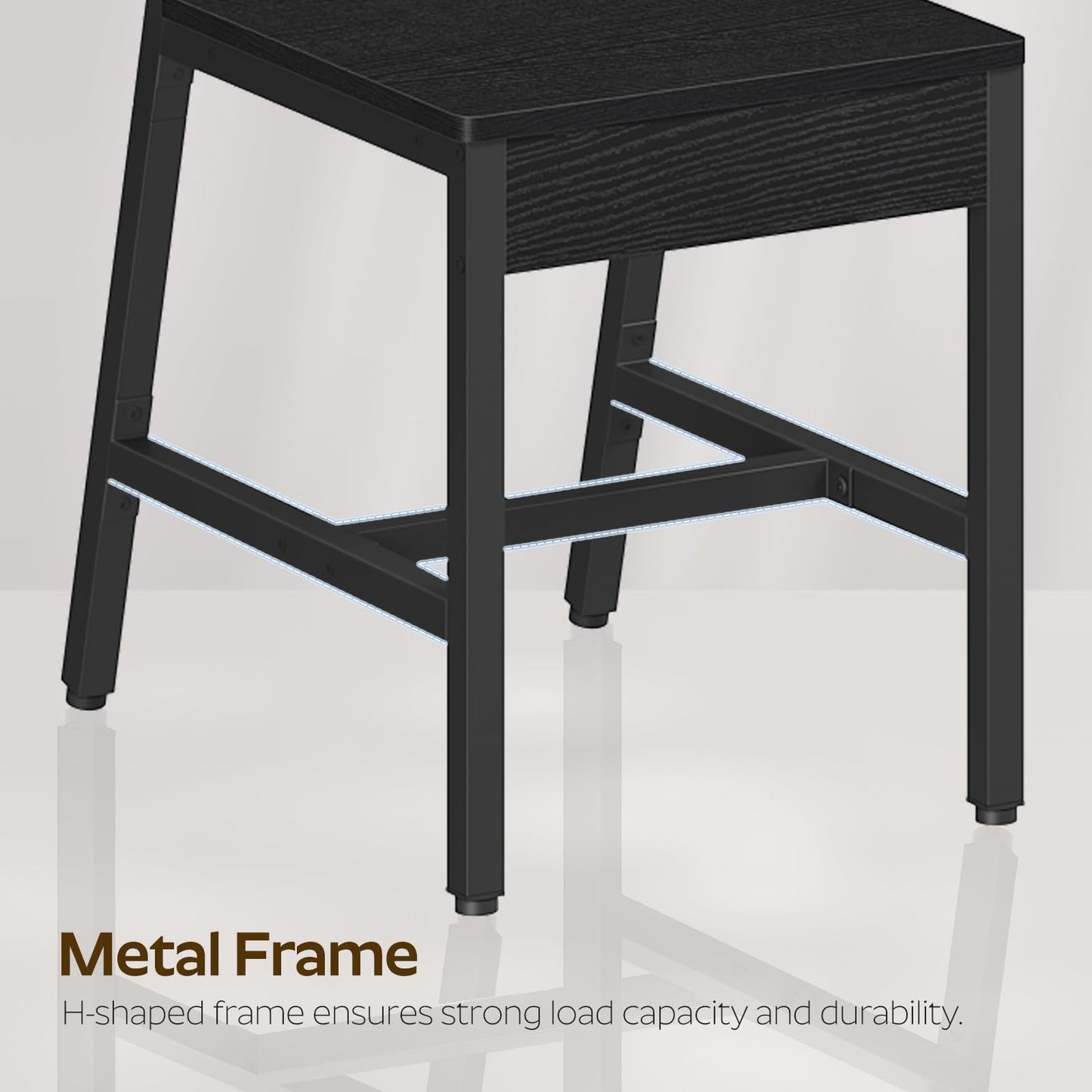 YATINEY Dining Chairs Set of 4, Industrial Kitchen Chairs with Metal Frame, Slanted Back, Wooden Dining Chair Set, for Kitchen, Living Room, Black CY03L4BB