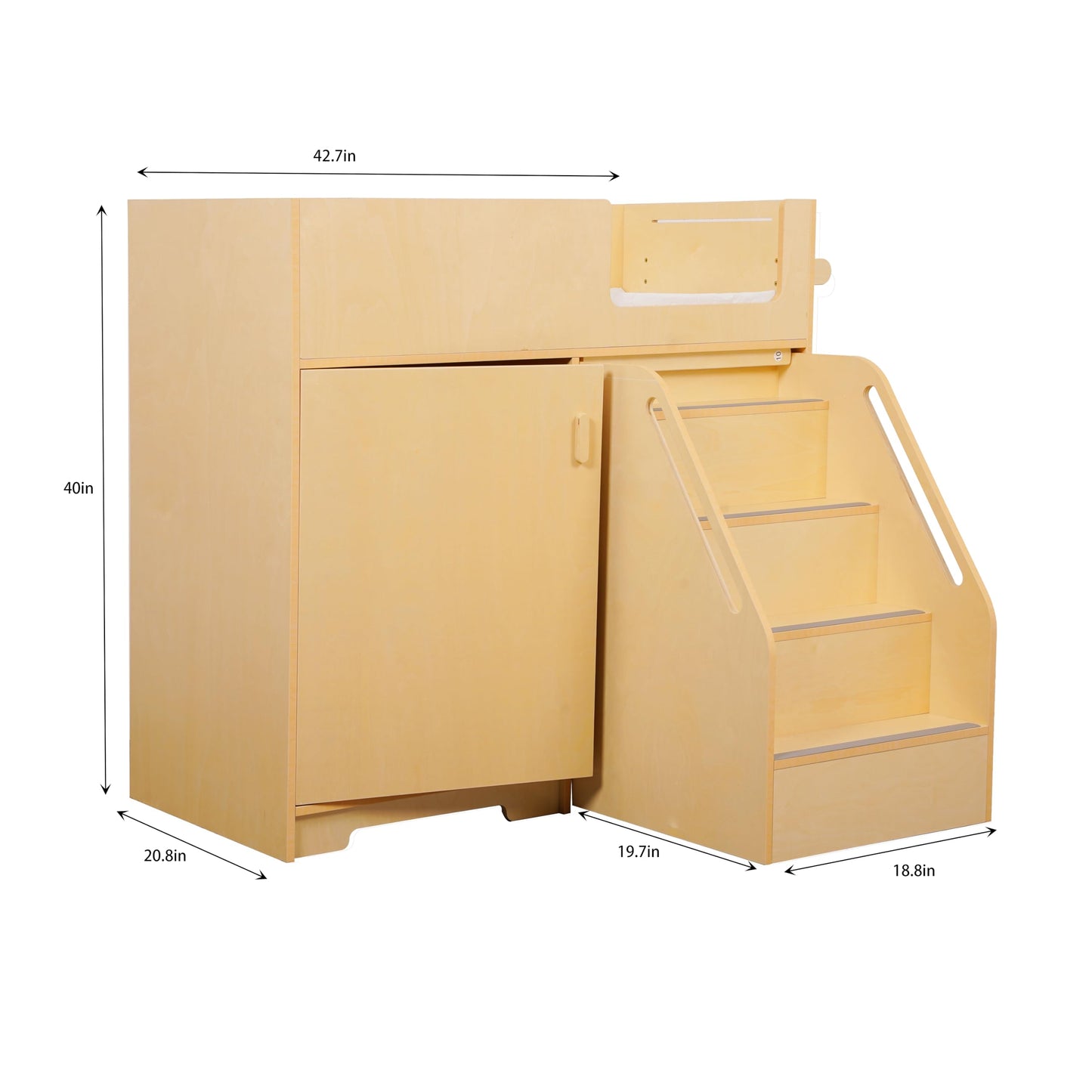 ZETY BABY Portable Dresser with Stairs on Wheels, Wooden Diaper Station with 2 Storage Shelves, Paper Roller and Pad, Perfect for Babies and Toddlers