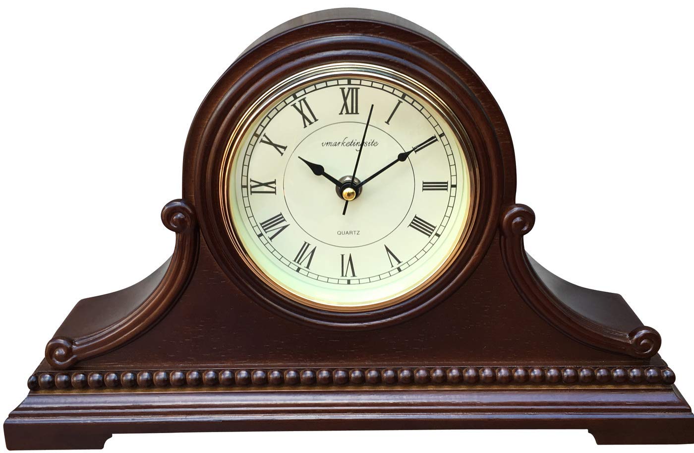 Vmarketingsite Mantel Clocks, Battery Operated, Silent Wood Mantle Clock with Westminster Chimes On The Hour, Solid Wooden Shelf Decorative Chiming Table Clock, 9" x 16" x 3"
