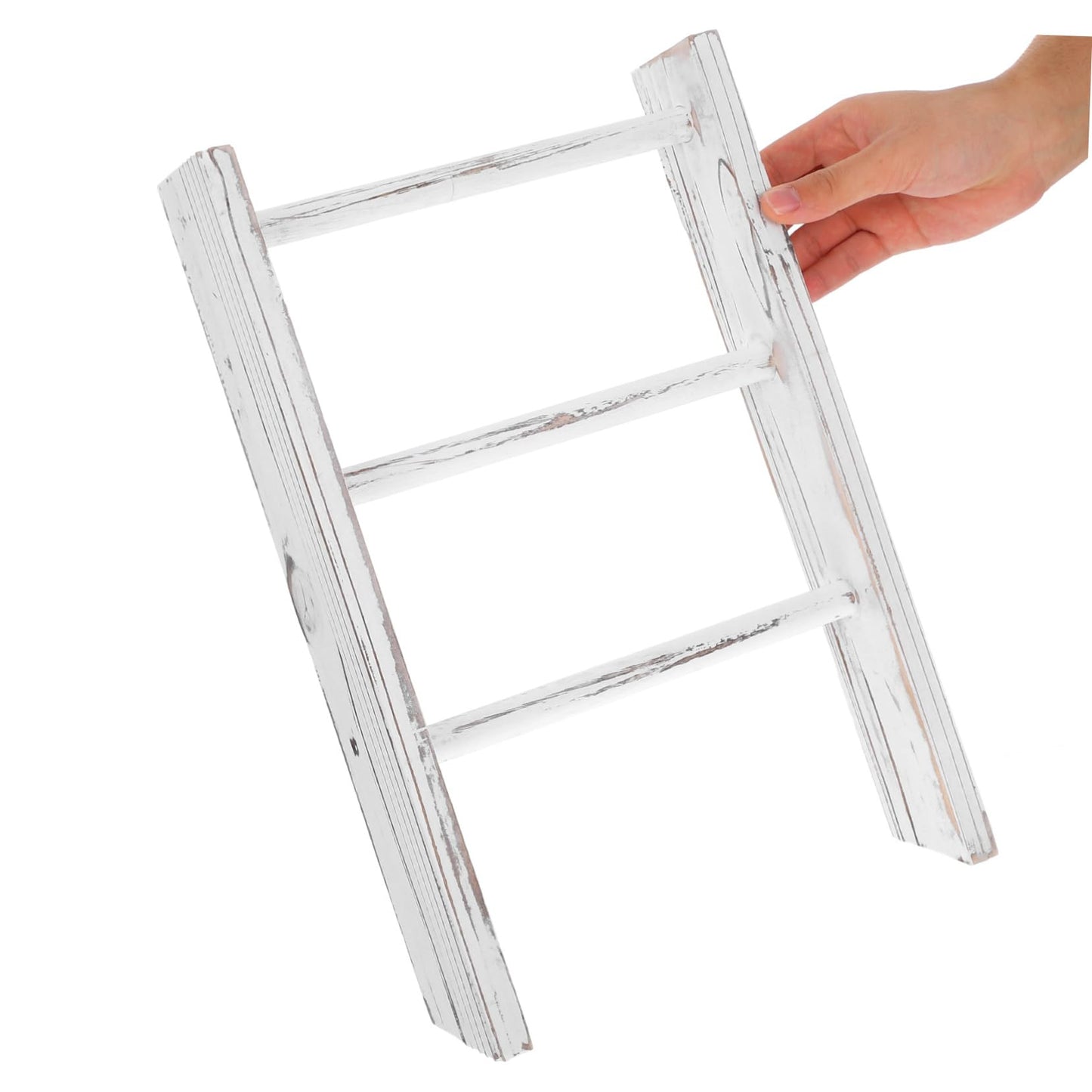 KOCKSHION Miniature Farmhouse Tea Towel Ladder Rack Rustic Bathroom Decor Compact Ladder Towel Holder for Kitchen Counter Space Saving with Elegant White Finish