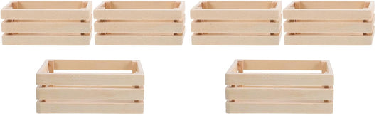 LOGOFUN 3pcs Dollhouse Mini Storage Basket Miniature Wooden Milk Crate 1/12 Tiny Fruit Baskets Model for Dollhouse Accessory - 1.2 * 0.9 & 1.9 * 1.6inch (Pack of 2)