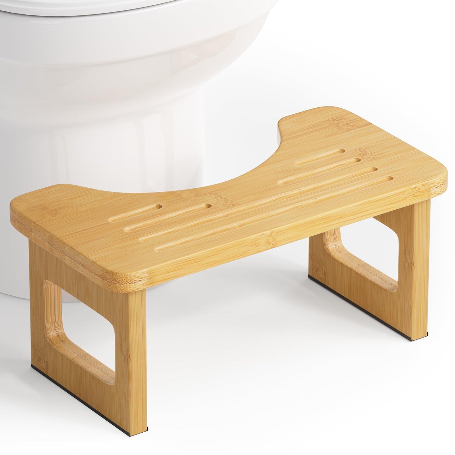 AmazerBath Bamboo Toilet Stool, Foldable Squat Potty Stool for Adults, Non-Slip Poop Stools for Bathroom, 0.59" Thickness Potty Step Stool, Poop Foot Pooping Steps, 6.8"