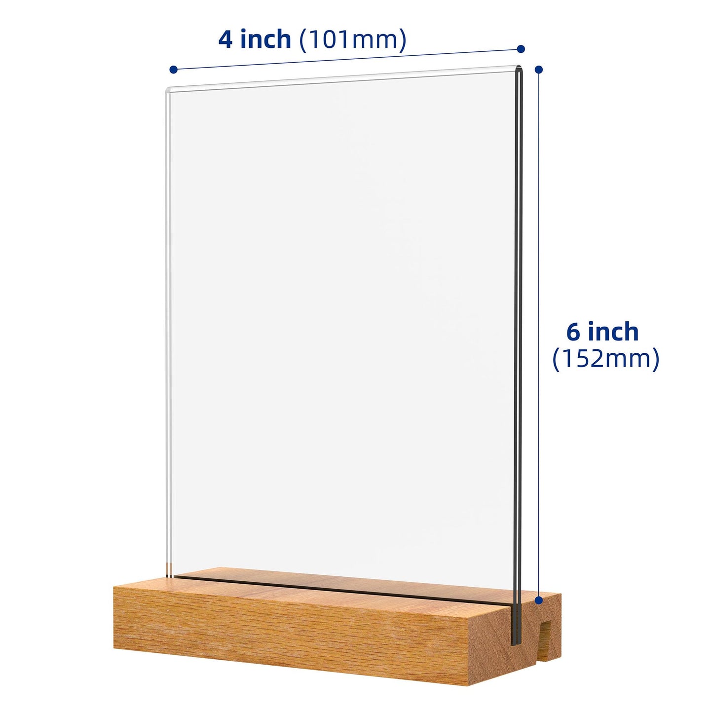 YEEON 4x6 Inch Acrylic Sign Holder with Wooden Base, Desktop Display Stand (4x6 6Pack)