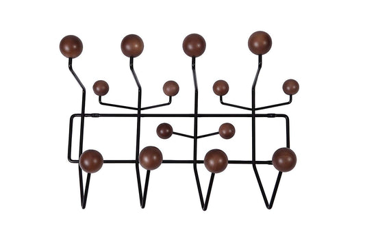 SHISEDECO Classic Hang it All Coat Rack, Mid Century Modern Wall Mounted Hooks with Painted Solid Wooden Balls, Decorative Creative Fashion Wood Hanger for Home, Bedroom (Dark Walnut)