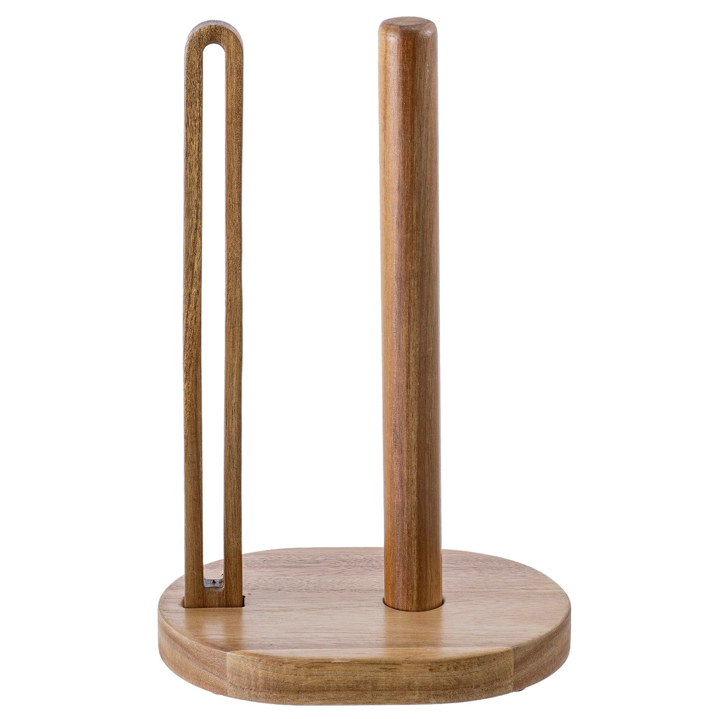 MyGift Premium Acacia Solid Wood Countertop Paper Towel Roll Stand with Easy-Tear Dispenser, Wooden Farmhouse Table Standing Holder for Disposable Kitchen Towels