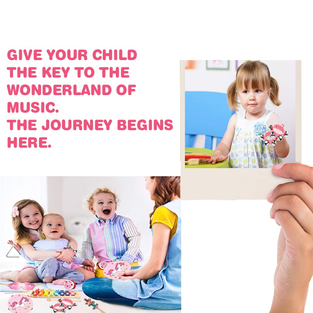 Kids Musical Instruments Sets, Non-Toxic Musical Toy, Wooden Percussion Instruments Toys Tambourine Xylophone for Kids Playing Preschool Education, Promotes Early Learning for Boys Girls Gift
