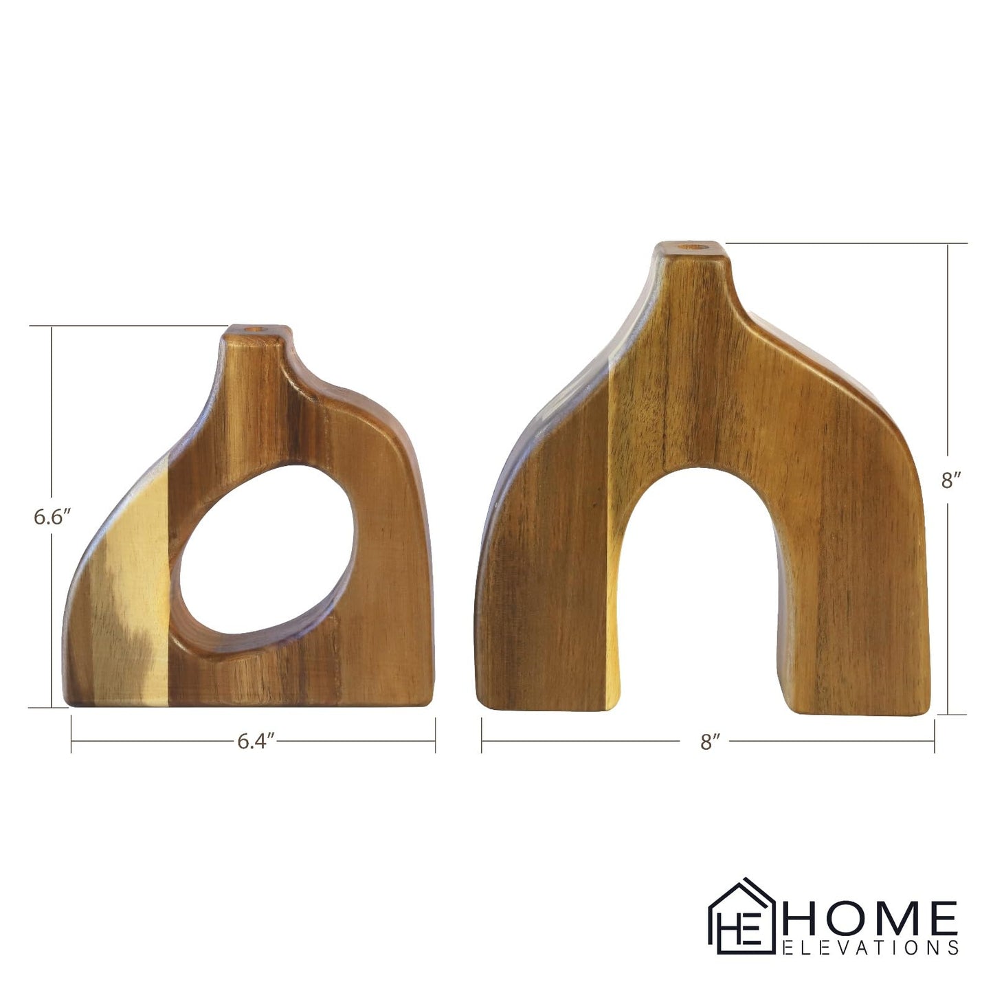 Wooden Vases for Decor Set of 2, Scandinavian Wood Decorative Vases
