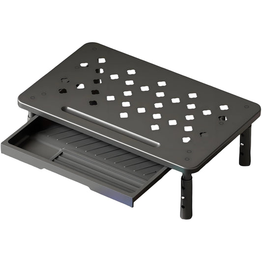 PLENTY MORE Adjustable Ergonomic Monitor Stand with Spacious Storage Shelf - Heavy-Duty Steel for Home Office & Gaming, Reduces Neck/Back Strain, Elevates Screens to Eye Level