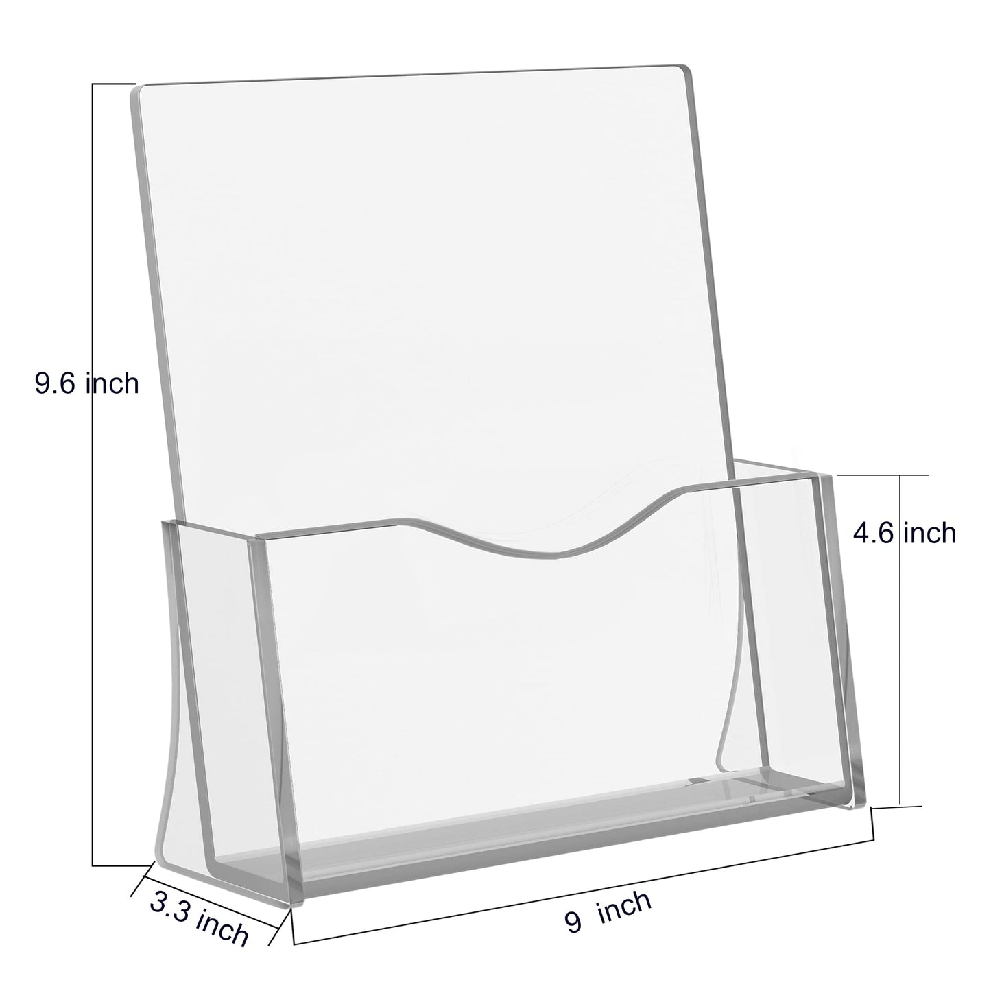 Acrylic Brochure Holder, 8.5 x 11 inches Clear Acrylic Literature Holder Plastic Flyer Display Stand (4 Pack)