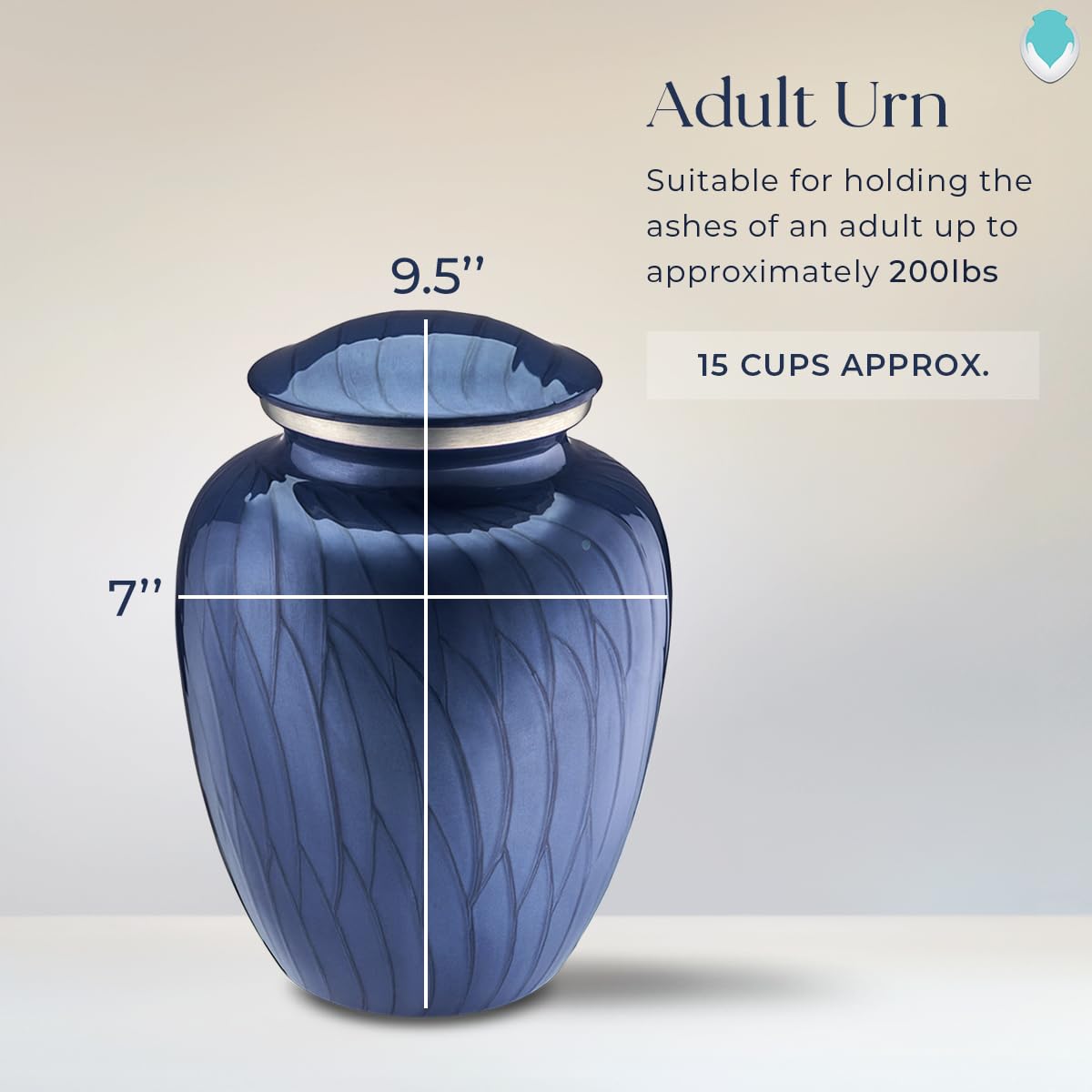 Geturns - Adult Custom Cremation Urns for Human Ashes I Large Pearl Cobalt Blue Photo Funeral Urn for Female and Male I 200 lbs