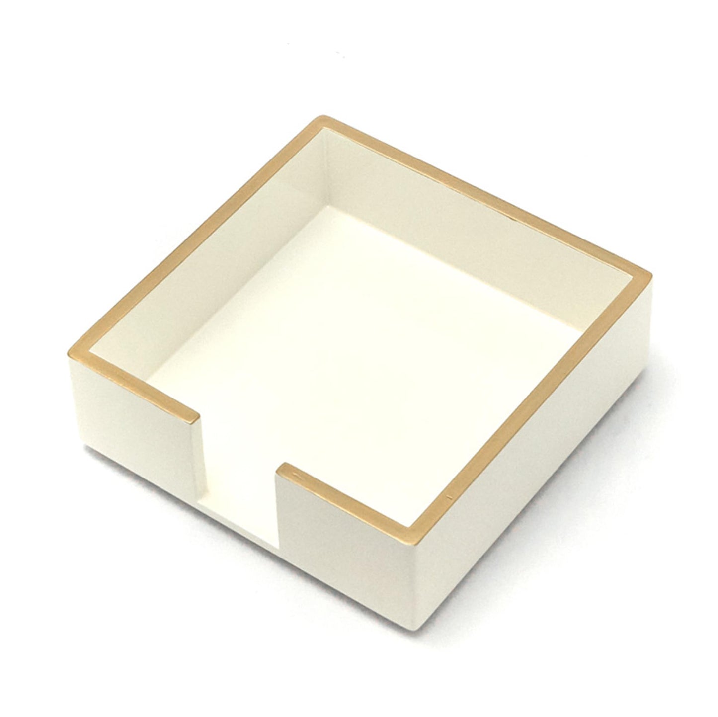 For Your Party Cocktail Napkin Holder – White Beverage Napkin Tray with Bamboo Trim, Square Wooden Guest Towel Holder for Bar, Kitchen & Coffee Table Decor
